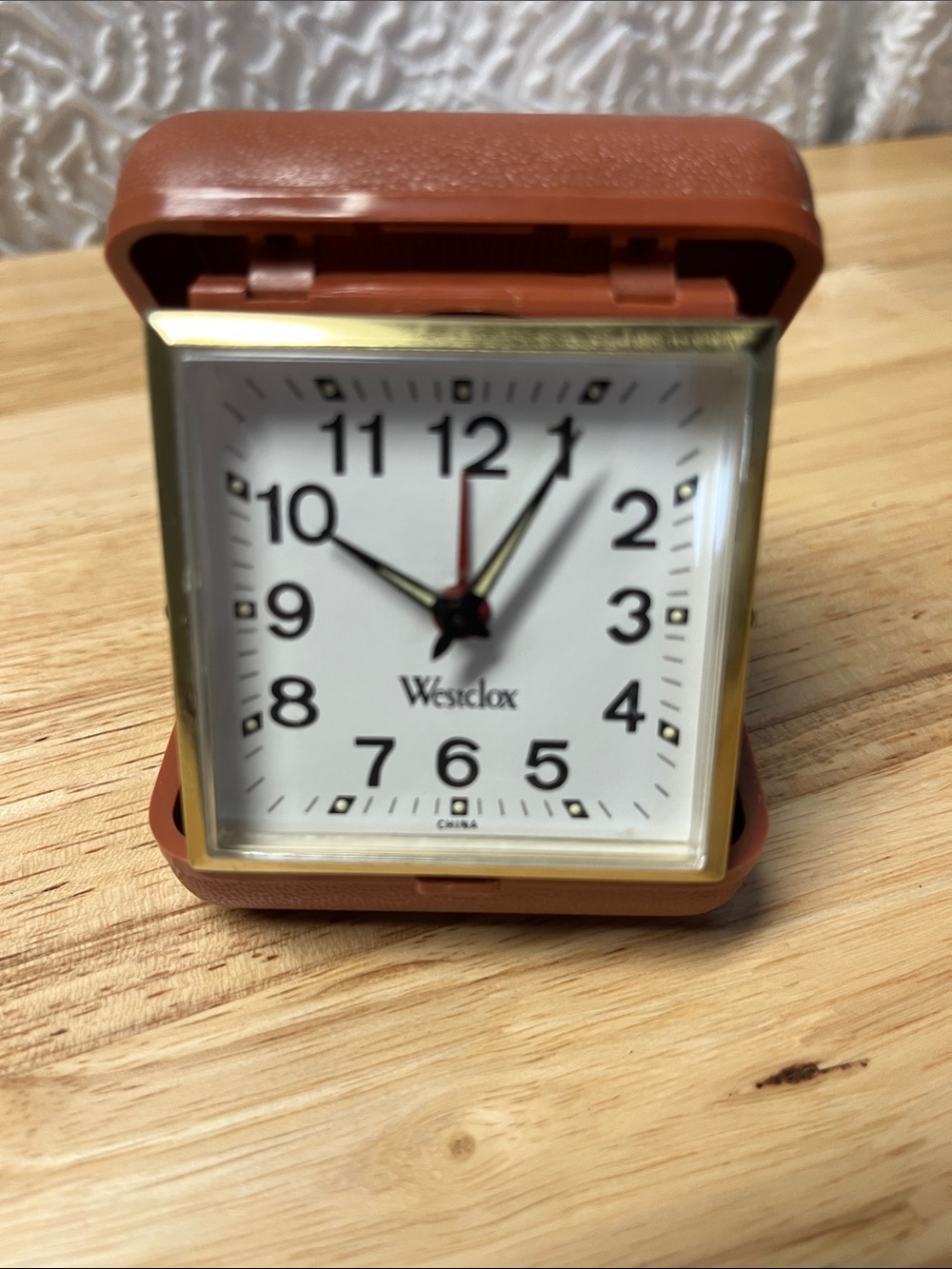 Vintage Westclox Folding Travel Alarm Clock - Brown Case